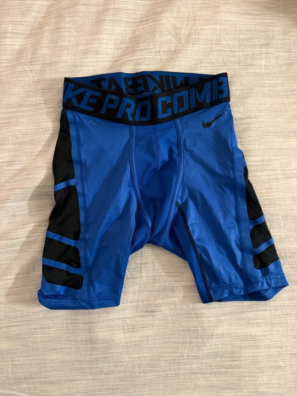 Nike Blue Compression Shorts with Black Waistband